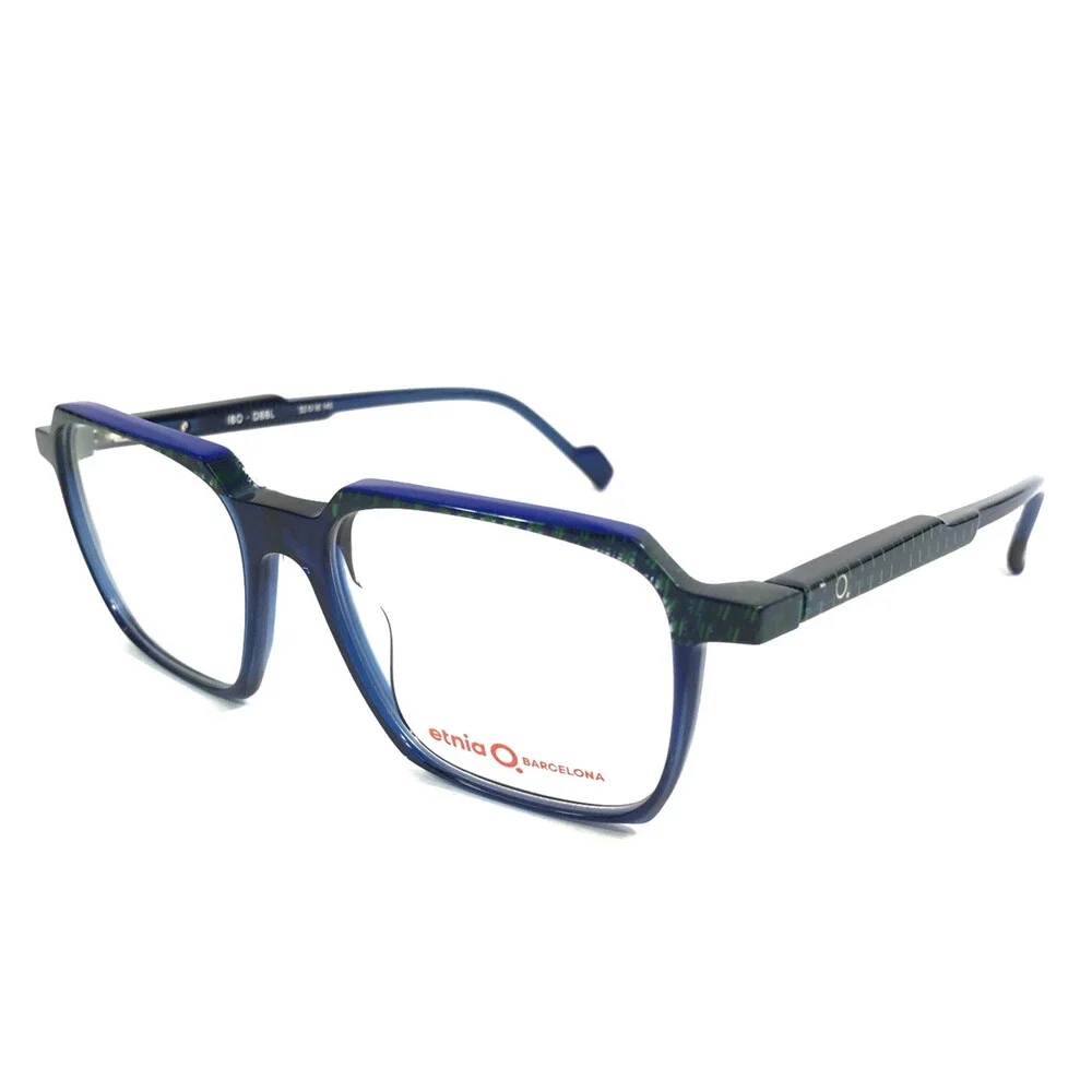 Etnia Barcelona Eyeglasses Frames IBO DBBL Dark Blue Green Speckled 52-16-145